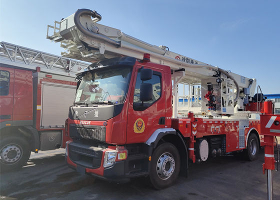 5818Kg Chassis Net Weight Aerial Ladder Fire Truck Double Row Cab 60m Spray Range