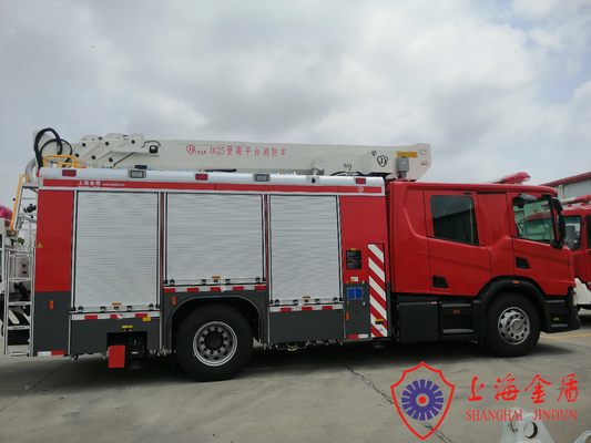 4x2 Drive 25 Meters Working Height Aerial Ladder Fire Truck With Six Crew Seats